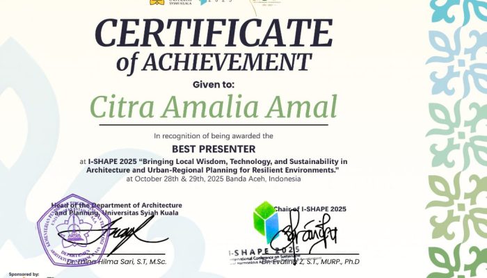 Riset Arsitektur Berbasis Nilai Budaya Antarkan Dosen Unismuh Makassar Jadi Best Presenter I-SHAPE 2025