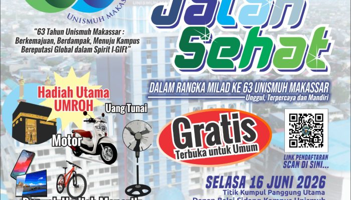 Jalan Sehat Unismuh Makassar 16 Juni, Meriahkan Milad ke-63 dan Tahun Baru Islam 1448 H
