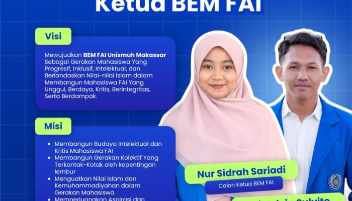Saatnya Pilih 02! Nur Sidrah–Tri Kalvin Tawarkan BEM FAI yang Progresif dan Inklusif